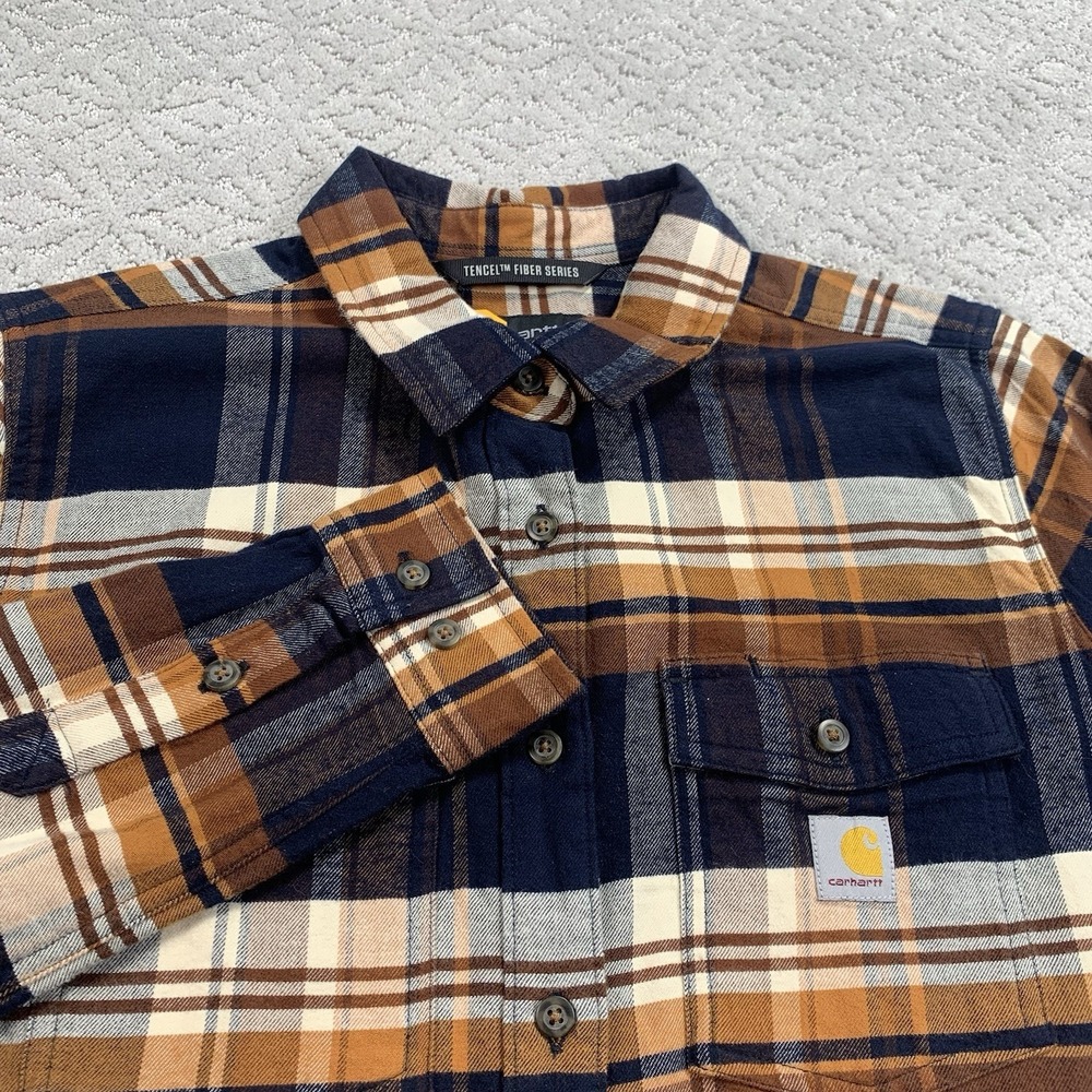 Carhartt Women's Flannel Shirt Small Relaxed Fit TENCEL Plaid NWT - Picture 2 of 6